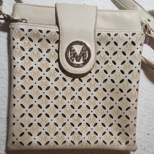 Cream and Tan Crossbody Bag